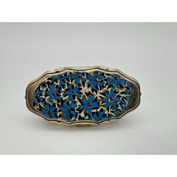 Vintage Gold Tone Floral Design Lipstick Holder with Mirror Japan Made Retro - Picture 1 of 9